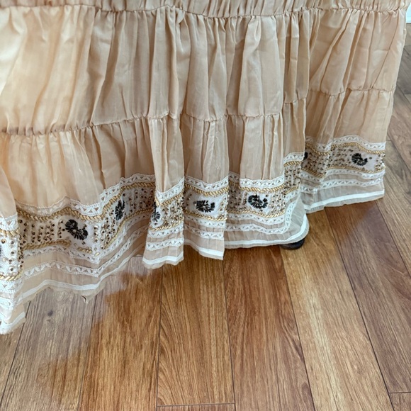 Vintage Signé Danish Boho Dress Tiered Beaded Sz L - Picture 7 of 15